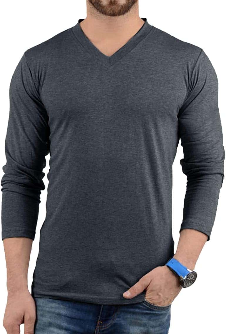 Custom Long Sleeve V-neck Tshirt Printing - Merchlist