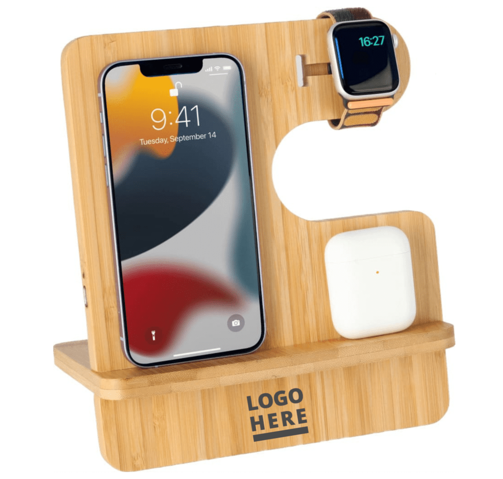 Custom 3-in-1 Bamboo Charging Station