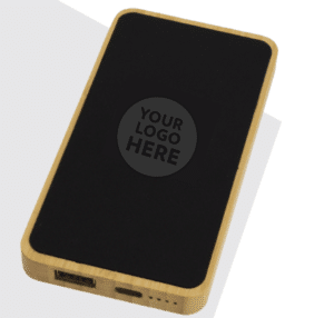 Custom Bamboo Powerbank with Light-up Logo - 10000 mAh