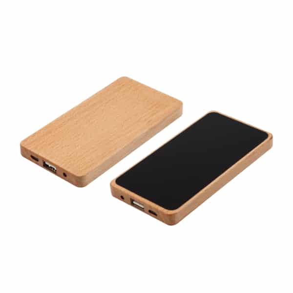 Custom Printed Bamboo Powerbank with Light up Logo 8000mah Merchlist 2