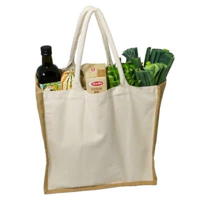 Custom Printed Jute and Cotton Recycled Shopping Bag Printed