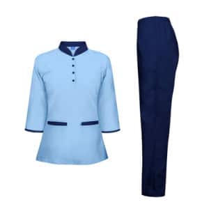 Factory-Hotel-Uniform-Cotton-Blen-Custom-House-Maid-Uniform-Set-Top-Pants-