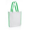 [NW001 V-White-Green] Non-Woven Shopping Bag Vertical White-Green