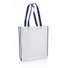 [NW001 V-White-Navy] Non-Woven Shopping Bag Vertical White-N