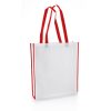 [NW001 V-White-Red] Non-Woven Shopping Bag Vertical White-Red