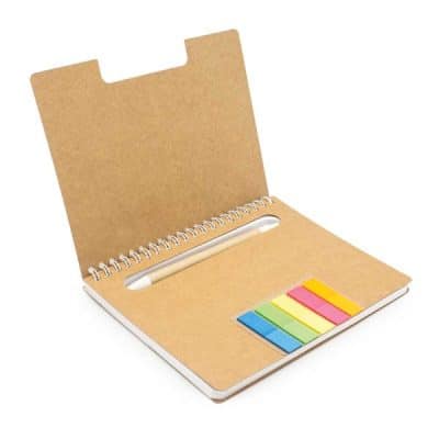 Printed Recycled Notebook with Sticky Note and Pen