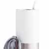 3. BORCULO - Double Wall Vacuum Tumbler With Straw Spout - White