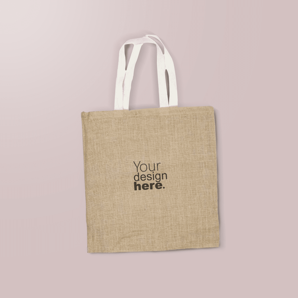 Custom Branded Jute Shopping Bag – Vertical, Printed with Logo