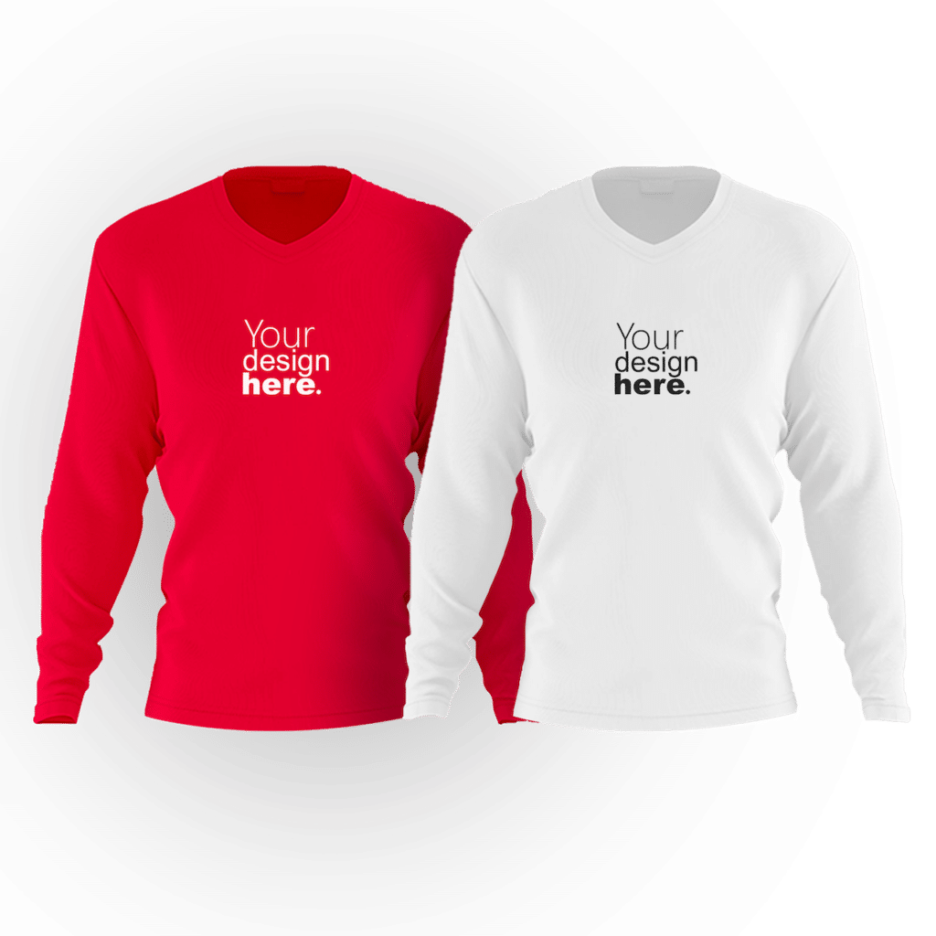 V-neck Printed Embroidery Long-sleeved T-shirt main image 0