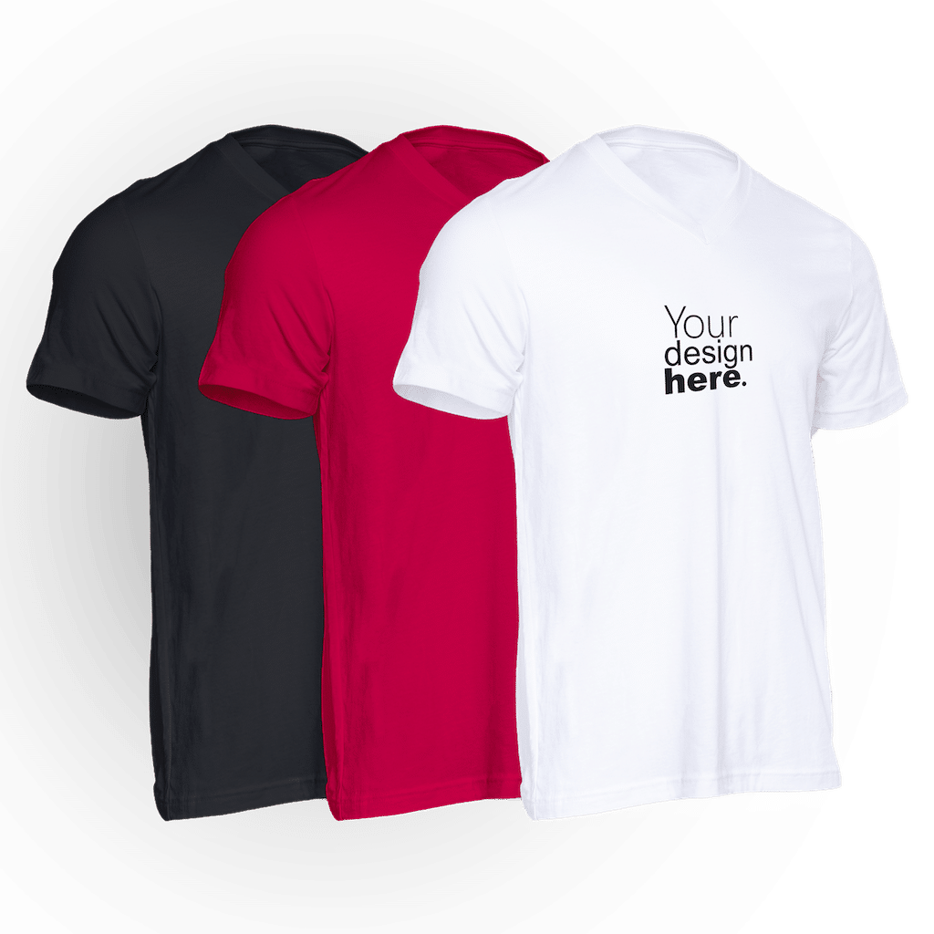 Custom Branded Short Sleeve V-neck T-shirt printed with Logo