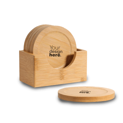 Custom Wood Coasters with Holder