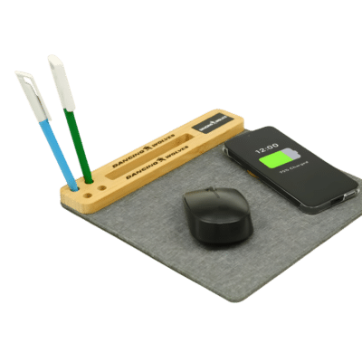 1.0 Main Custom Mousepad Organizer with Wireless Charger Add Your Design or Logo to Custom Mousepad Organizer with Wireless Charger