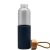 Custom Printed Borosilicate Glass Water Bottle with Silicon Rubber Sleeve Printed with Logo Merchlist_Blue