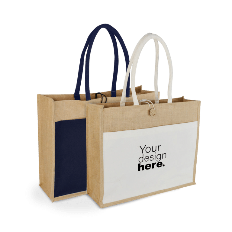 Custom Jute Bag with Canvas Pocket Printing Merchlist