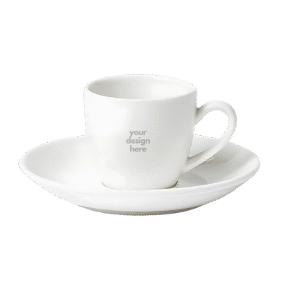 1.0 Main Custom Printed Mini Espresso Cup & Saucer Add Your Design or Logo to Custom Mini Espresso Cup & Saucer