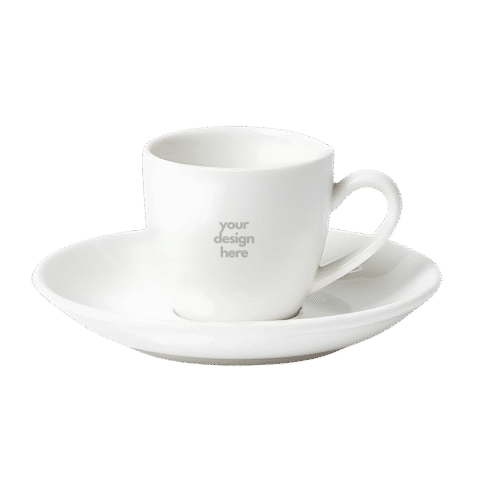 1.0 Main Custom Printed Mini Espresso Cup & Saucer Add Your Design or Logo to Custom Mini Espresso Cup & Saucer