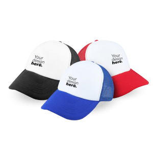 1. Main Custom Printed Two-Tone Mesh Trucker Cap Hat Merchlist