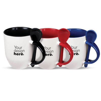1. Main Custom Printed Two-Tone Ceramic Mug Cup with Spoon Merchlist