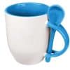Custom Printed Two-Tone Ceramic Mug Cup with Spoon Merchlist_Sky Blue