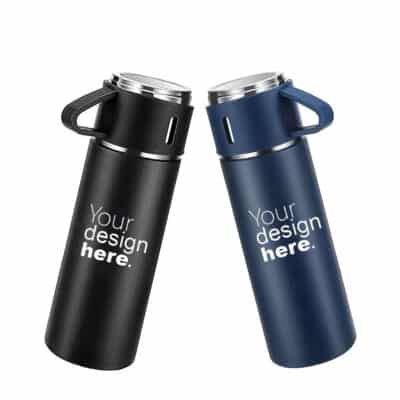 1. Main Custom Printed Roger Stainless Steel Flask with 2 Cups Merchlist