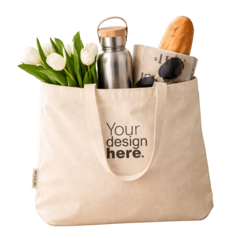 1. Main Custom Printed Recycled Cotton Tote Bag Merchlist Print Your Design or Logo on Custom Recycled Tote Bag