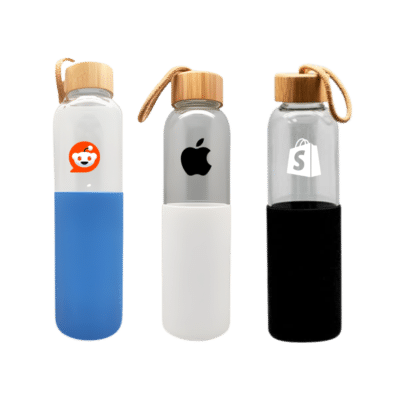 1.0 Main Custom Printed Glass Water Bottle with Sleeve Add Your Design or Logo to Custom Glass Water Bottle with Sleeve
