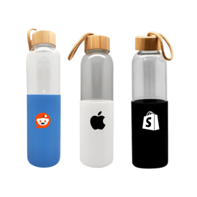 1.0 Main Custom Printed Glass Water Bottle with Sleeve Add Your Design or Logo to Custom Glass Water Bottle with Sleeve