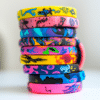 stack of silicone wristbands with designs 7