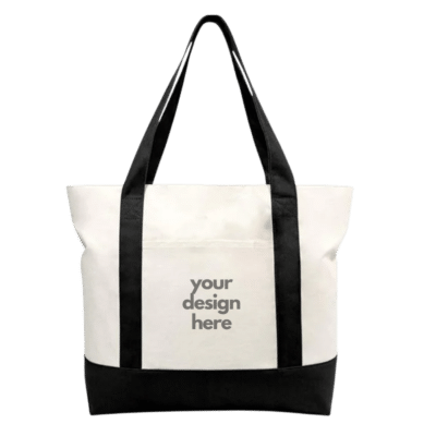 1. Main Custom Printed Two Tone Tote Bag Merchlist Print Your Design or Logo on Custom Two Tone Canvas Tote Bag with Pocket