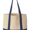 Custom Printed Two Tone Tote Bag with Pocket Merchlist_Navy Blue