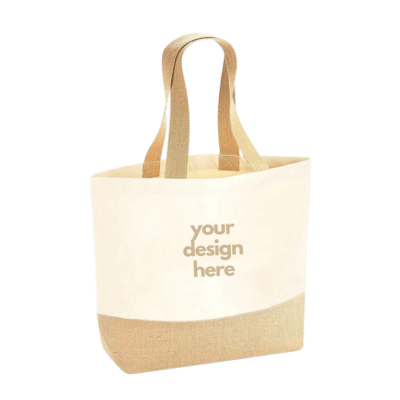 1. Main Custom Printed LUNA Cotton and Jute Tote Bag Merchlist Add Your Design or Logo to Tote Bag Custom Branded Jute Bag