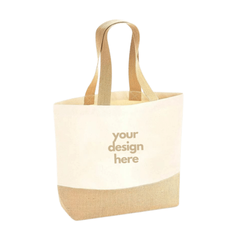 1. Main Custom Printed LUNA Cotton and Jute Tote Bag Merchlist Add Your Design or Logo to Tote Bag Custom Branded Jute Bag