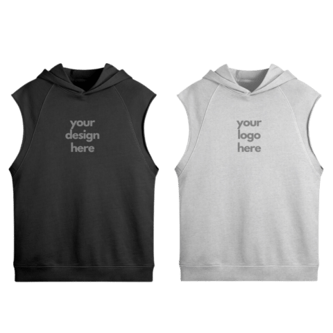 1. Main Custom Printed Sleeveless Hoodie Merchlist Add Your Design or Logo to Sleeveless Tank Hoodie