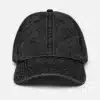 Custom Printed Vintage Washed Dad Hat Dad Cap Merchlist Add Your Design or Logo to Vintage Dad Hat_Black_Front