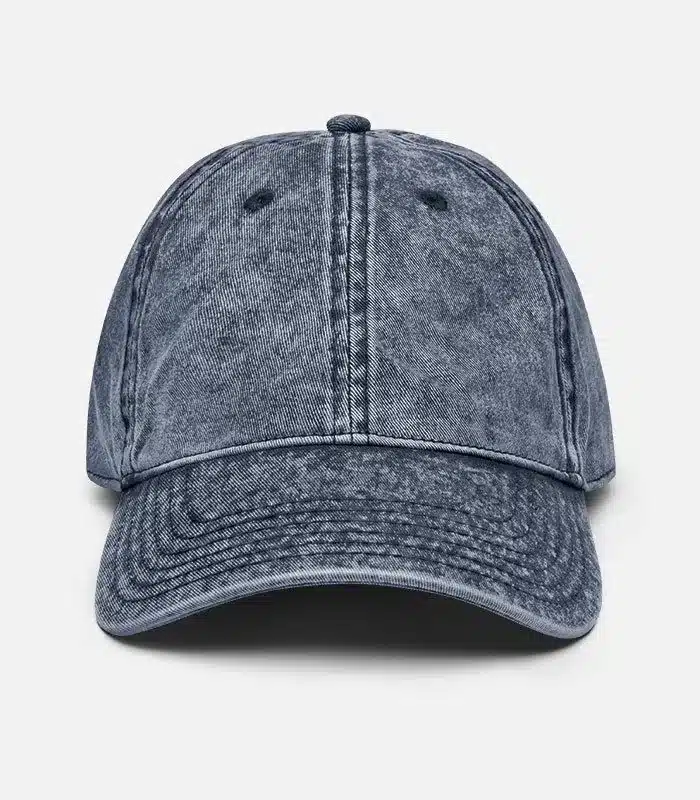 Custom Printed Vintage Washed Dad Hat Dad Cap Merchlist Add Your Design or Logo to Vintage Dad Hat_Blue_Front