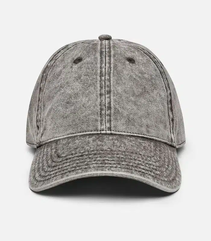 Custom Printed Vintage Washed Dad Hat Dad Cap Merchlist Add Your Design or Logo to Vintage Dad Hat_Light Gray_Front