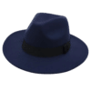 Custom Printed Fedora Hat Merchlist Add Your Design or Logo to Printed Wide Brim Fedora Suede Hats_Navy Blue