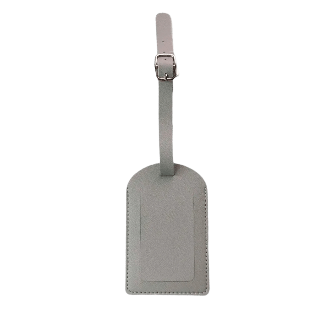 Custom Printed Leather Luggage Tag Merchlist Add Your Design or Logo to Custom Leather Luggage Tag Add Your Name_Light Grey