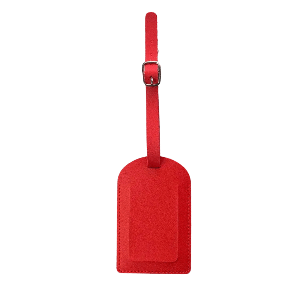 Custom Printed Leather Luggage Tag Merchlist Add Your Design or Logo to Custom Leather Luggage Tag Add Your Name_Red
