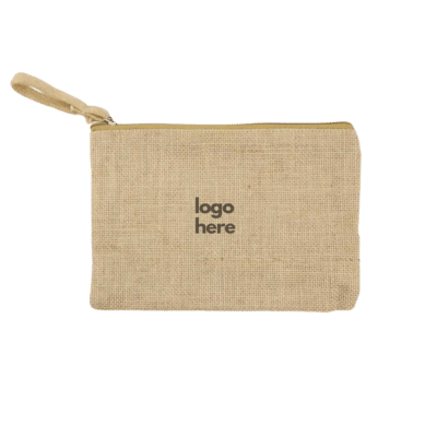 1.0 Main Custom Printed Natural Jute Zipper Pouch for Organizing Storage Merchlist Add Your Design or Logo to Custom Pouch