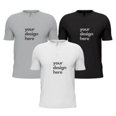 1.0 Main Custom Printed Henley Tshirt Merchlist Add Your Design or Logo to Custom Tshirt