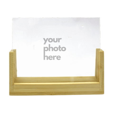 1.0 Main Custom Printed Horizontal Acrylic Photo Frame with bamboo base Merchlist Add Your Design or Logo to Custom Acrylic Photo Frame