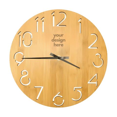 1.0 Main Custom Printed Analog Bamboo Wall Clock Merchlist Add Your Design or Logo to Custom Wall Clock
