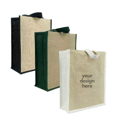 1.0 Main Custom Printed COUTURE - Jute Bag Merchlist Add Your Design or Logo to Custom Jute Bag