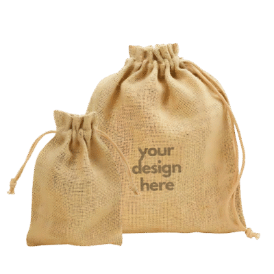 1.0 Main Custom Printed Jute Drawstring Pouch Merchlist Add Your Design or Logo to Custom Pouch