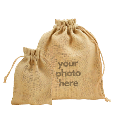 1.0 Main Custom Printed Jute Drawstring Pouch Merchlist Add Your Design or Logo to Custom Pouch