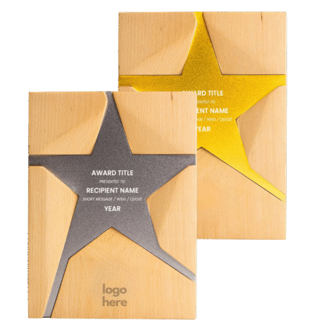 1. Main Custom Engraved Rising Star Wooden Trophy Merchlist Add Your Appreciation to this Custom Award