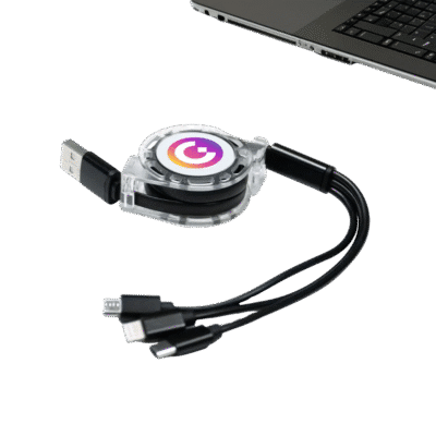 1. Main Custom Printed UniReel 3-in-1 Charging Cable Merchlist