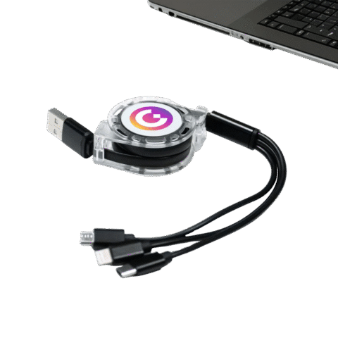 1. Main Custom Printed UniReel 3-in-1 Charging Cable Merchlist