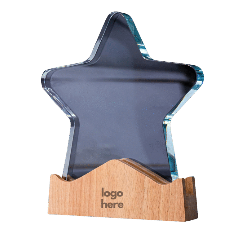 Custom Printed Milestone Star Wooden Trophy - Merchlist